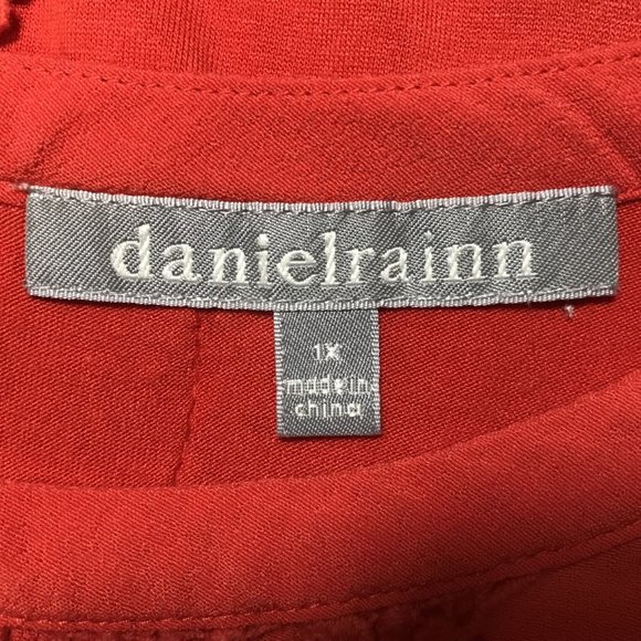Daniel Rainn Red Orange Quin Keyhole Lace Top - Picture 2 of 10
